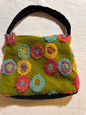 ⭐️ Colorful Olive Green Floral Loop Mini Tote Bag